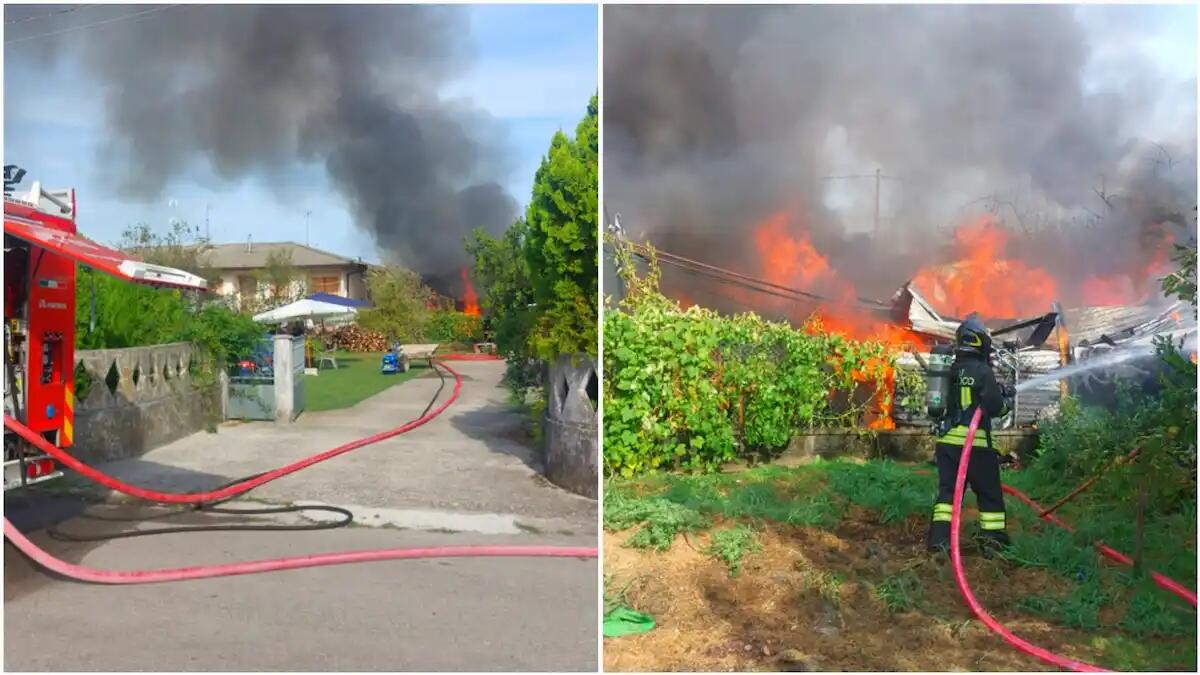 Paura a Maniago, fiamme alte in un deposito attrezzi: i pompieri salvano le 2 case vicine - 