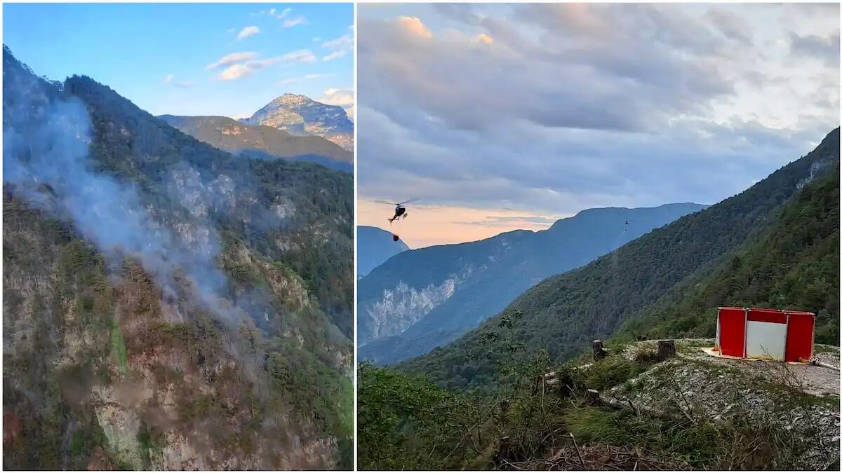 Incendio boschivo a Moggio Udinese, in corso la bonifica: la situazione attuale - 