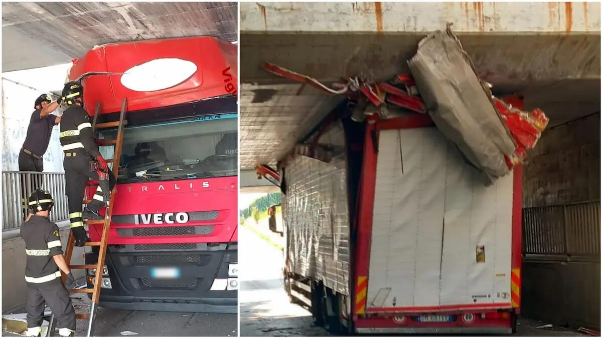 Calcola male le misure e rimane incastrato col camion nel sottopasso ferroviario - 
