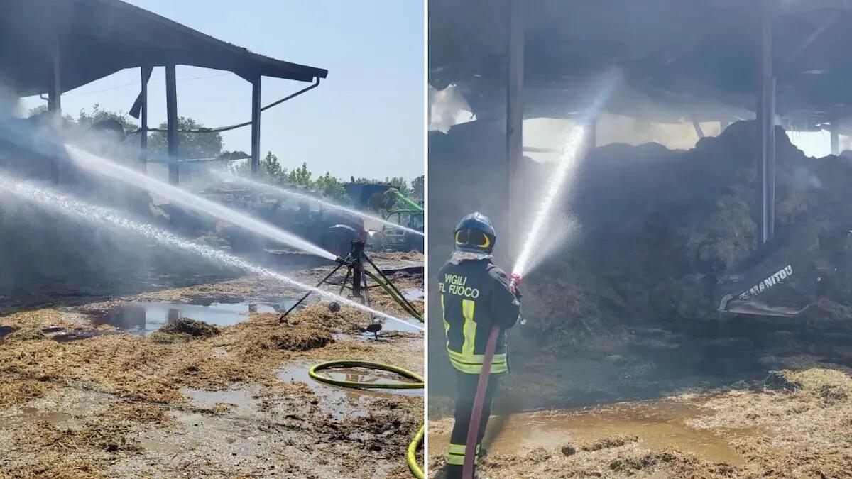 Incendio devasta un deposito di rotoballe: bruciano 7.000 quintali di paglia - 
