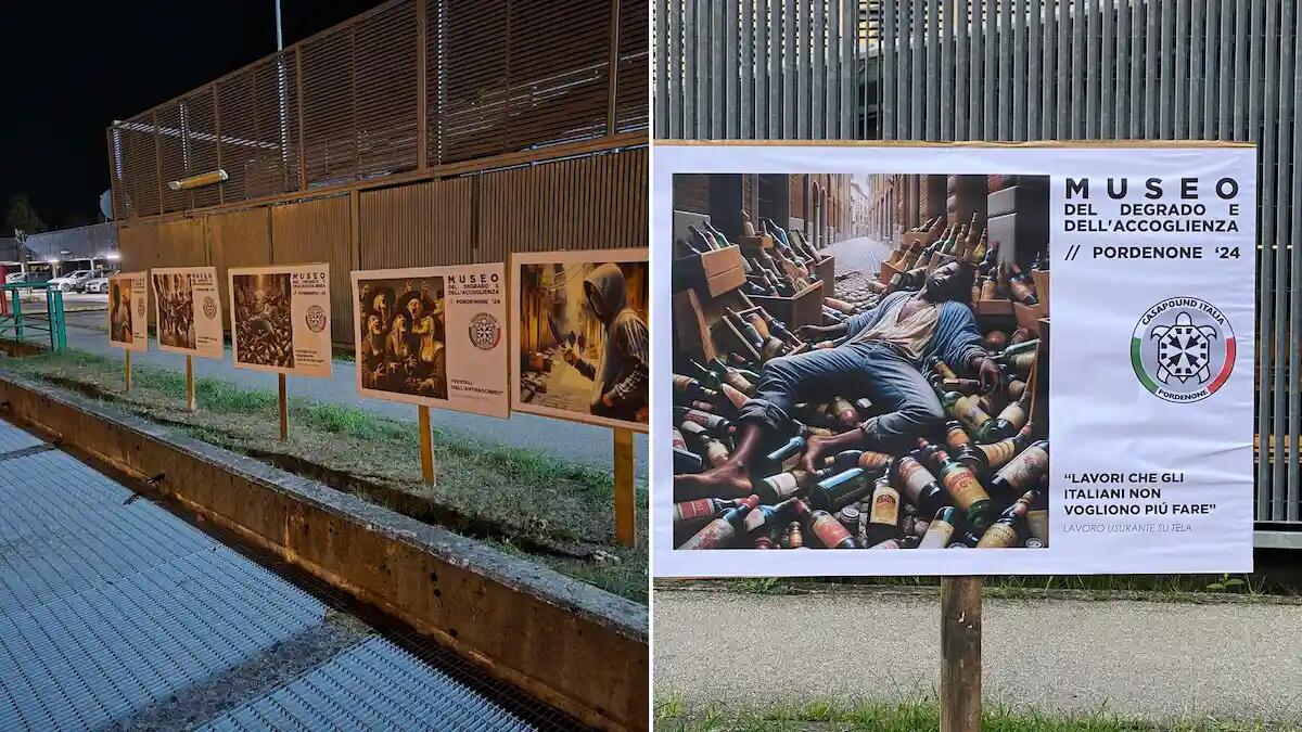 A Pordenone il blitz di CasaPound: «ecco il "Museo dell'Accoglienza e del Degrado"» - 