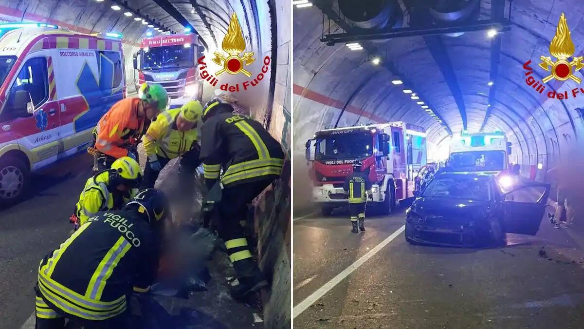 Grave incidente nella galleria del Monte Fara, scontro tra 2 auto: 4 feriti tra cui un minore -