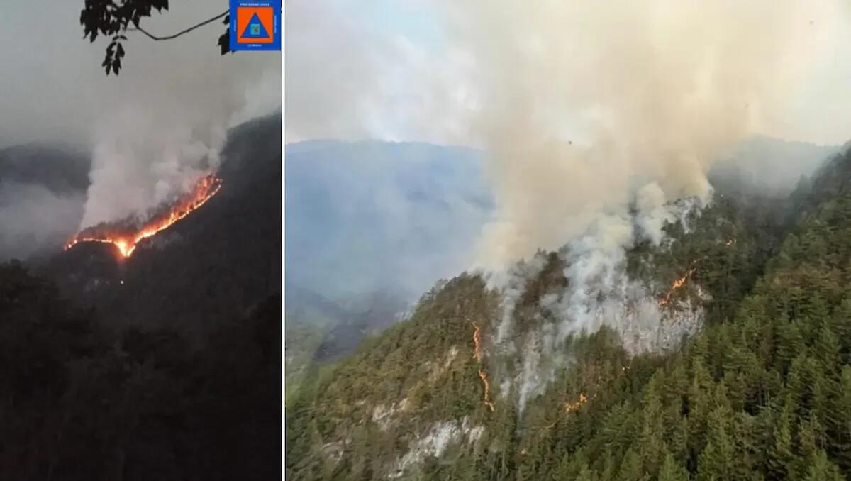 Si spera nella pioggia, ma continuano a bruciare i boschi in Friuli. Nuovo rogo sul Monte Strabut - 