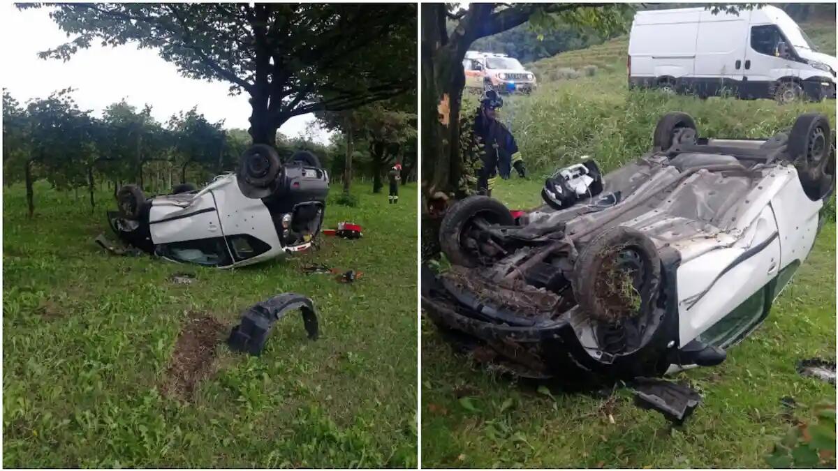 Perde il controllo dell'auto, vola nel campo agricolo e resta incastrato: grave il conducente - 