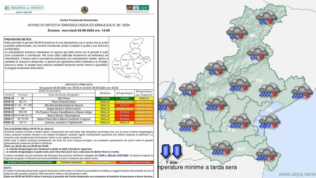 Dal caldo torrido ai nubifragi: «Allerta meteo rossa e arancione in Veneto» - 