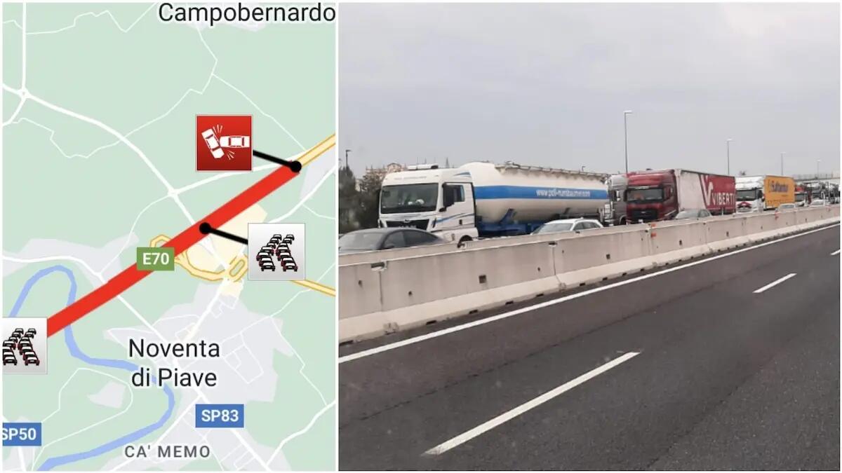 Incidente sull'A4: scontro tra camion, code tra San Donà e Cessalto - 