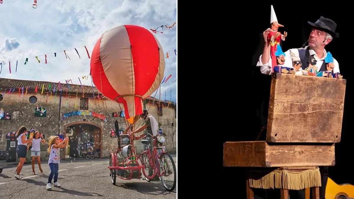 Colle Umberto. Festival Burattini e Marionette, parata degli artisti in sella alle loro bici -
