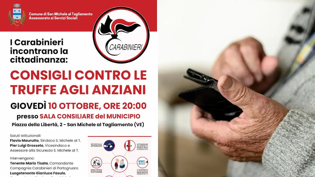 Carabinieri a San Michele al Tagliamento: serata informativa contro le truffe agli anziani -