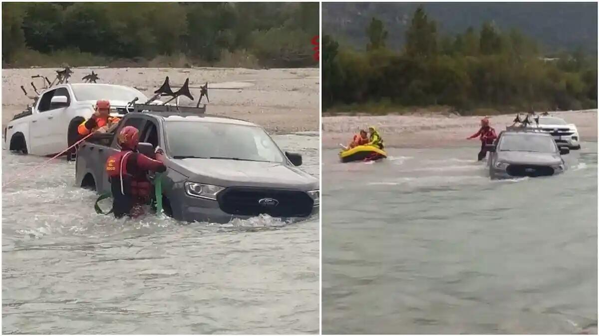 Rimangono bloccati con le auto nel fiume Piave: 5 persone salvate dai vigili del fuoco - 