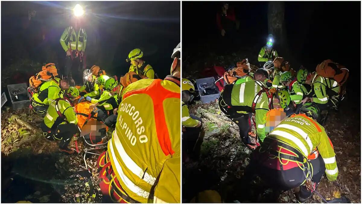 Cacciatore caduto in un dirupo per una ventina di metri - 