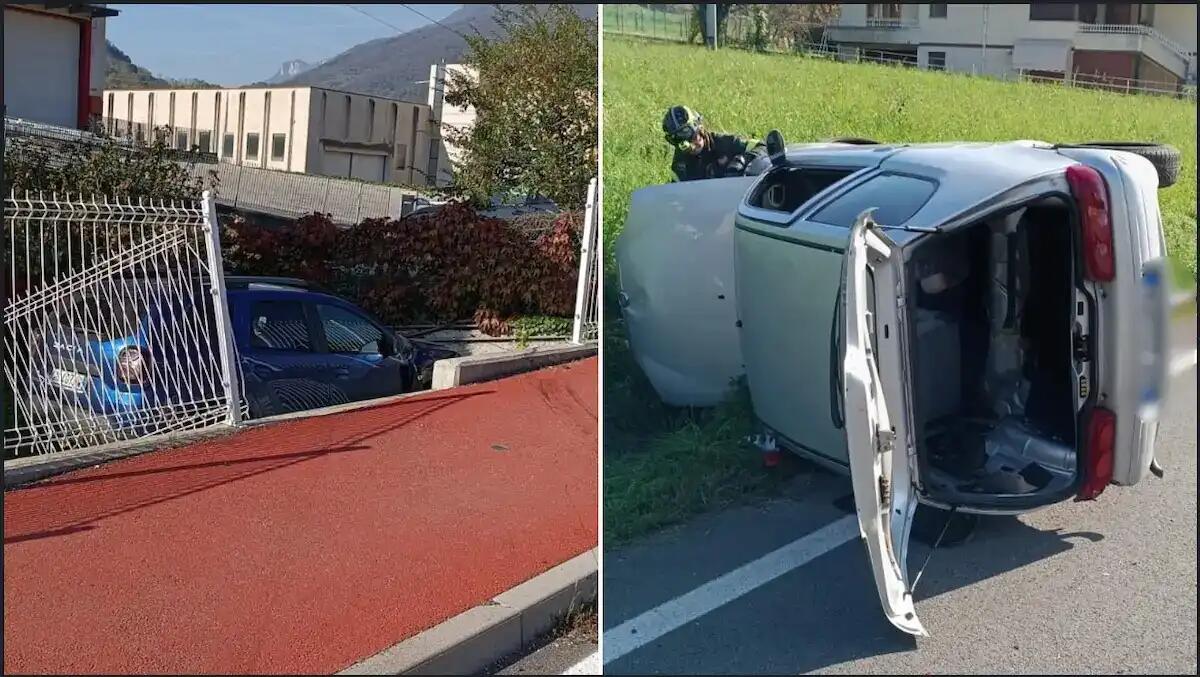 Tre auto si scontrano, una finisce nel cortile di un’abitazione: ferite 3 donne -
