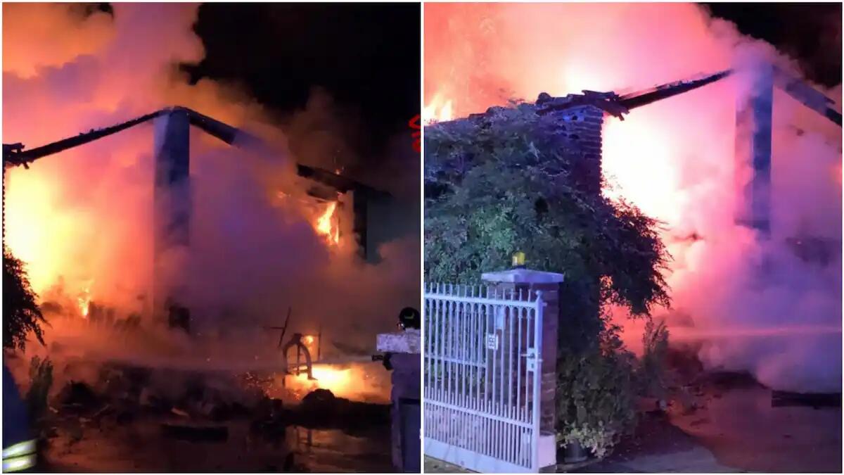 Scoppia l'incendio nell'azienda agricola: in fiamme 100 balle di fieno -