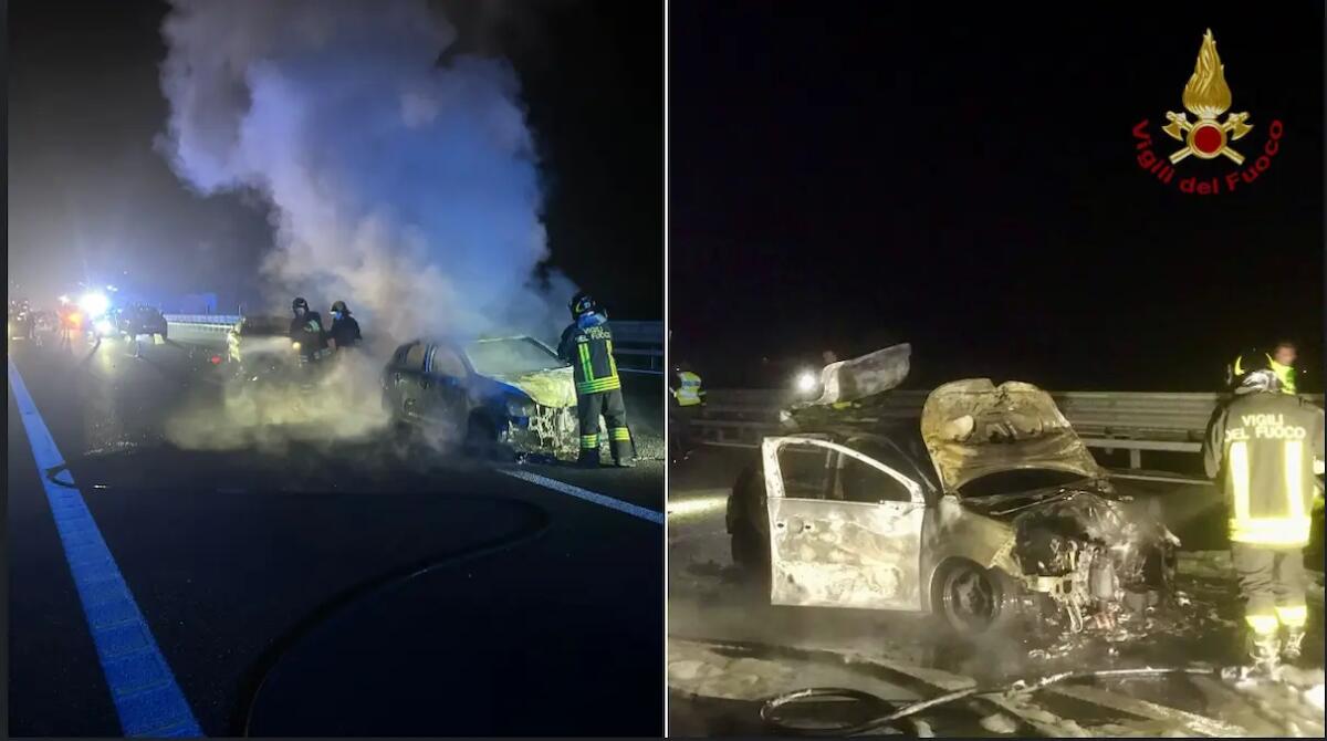 Incidente in A4, due auto si scontrano ed una si incendia: 3 feriti, tratto di autostrada chiuso -