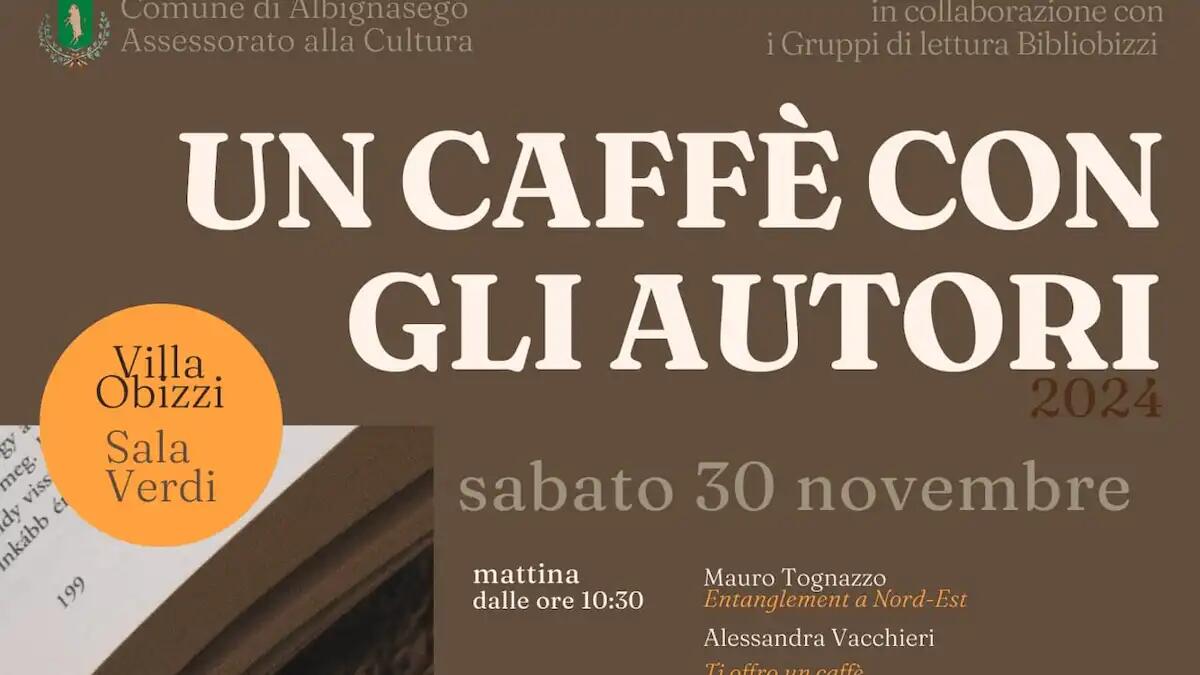 "Un Caffè con gli Autori": la rassegna letteraria di Albignasego torna il 30 novembre -