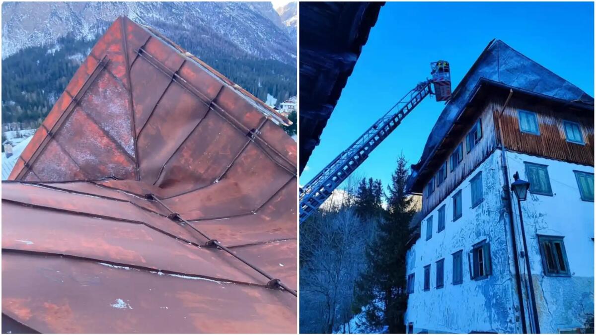 Forti raffiche di vento danneggiano due vecchie case: si staccano i pannelli del tetto - 