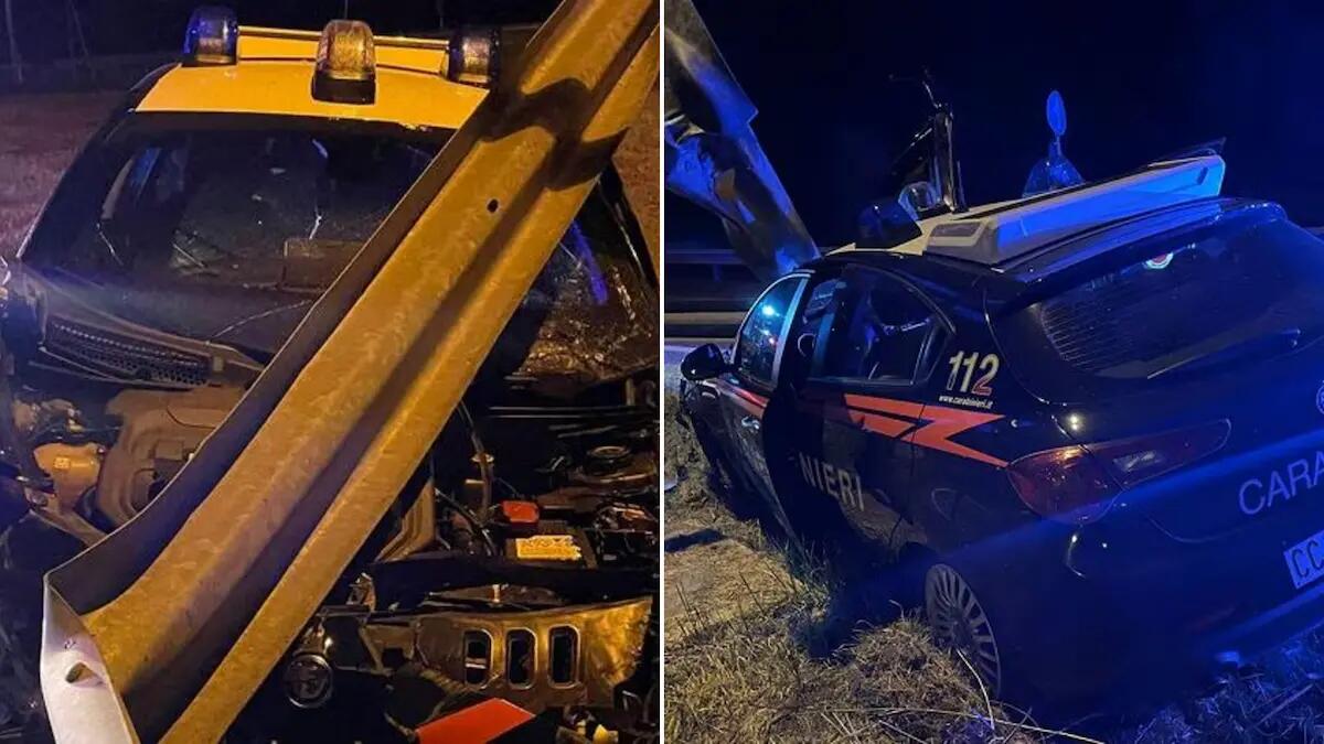 Prima il furto, poi l'inseguimento da film, ma i carabinieri si schiantano contro il guard-rail - 
