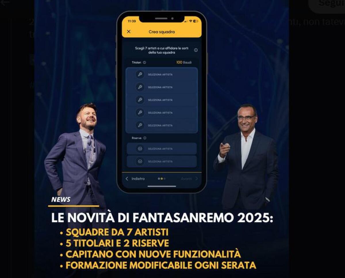 FantaSanremo 2025: squadre da 7 e formazione modificabile - 