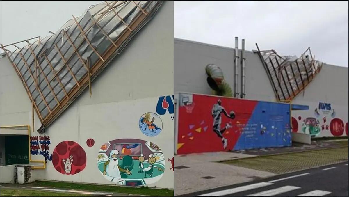 Il vento stacca l'impianto fotovoltaico della palestra e i pannelli rimangono "appesi" - 