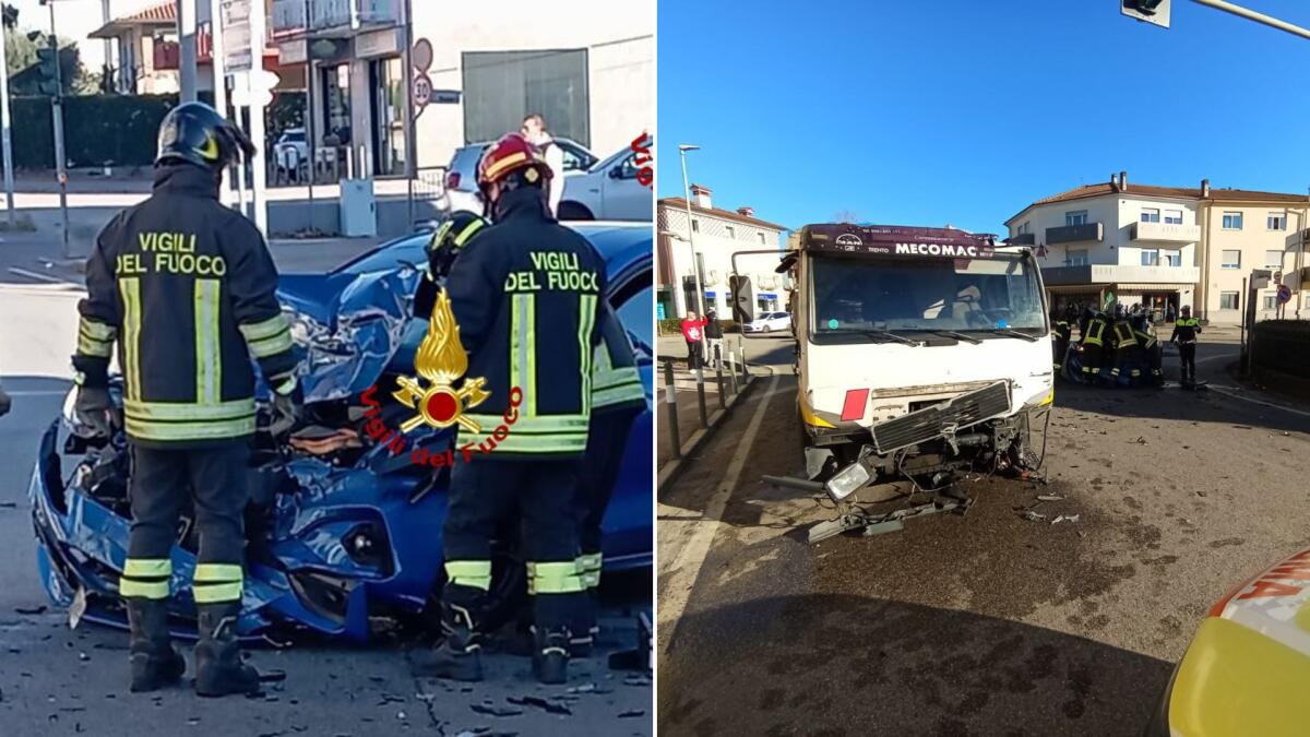 Incidente a Sarcedo, violento scontro tra auto e autocarro - 