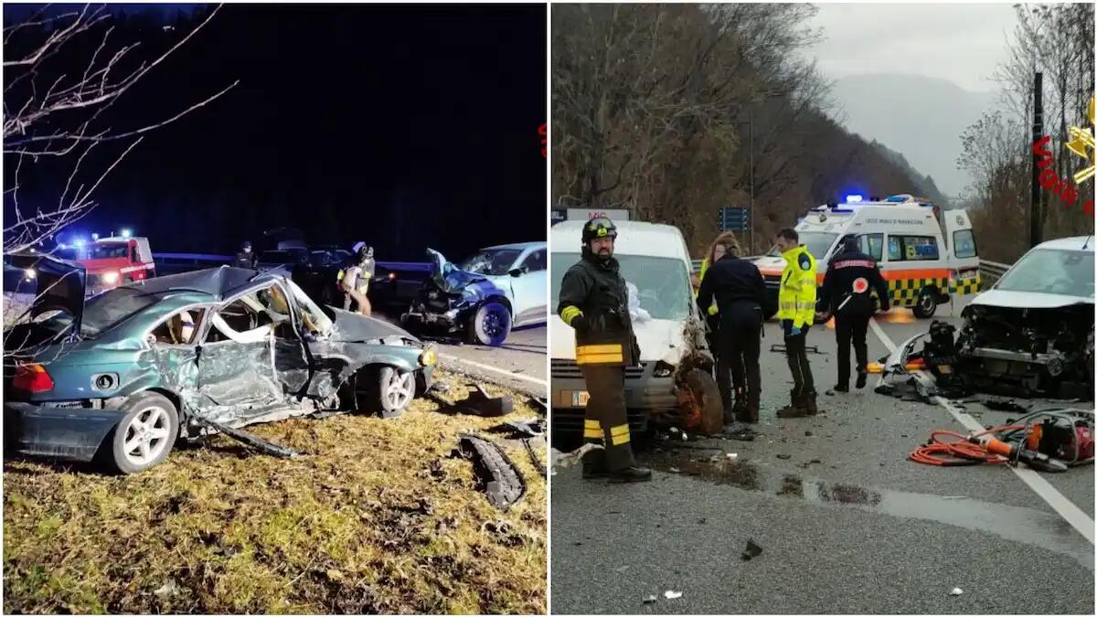 Doppio scontro tra auto e furgoni: feriti i conducenti, incastrati tra le lamiere - 