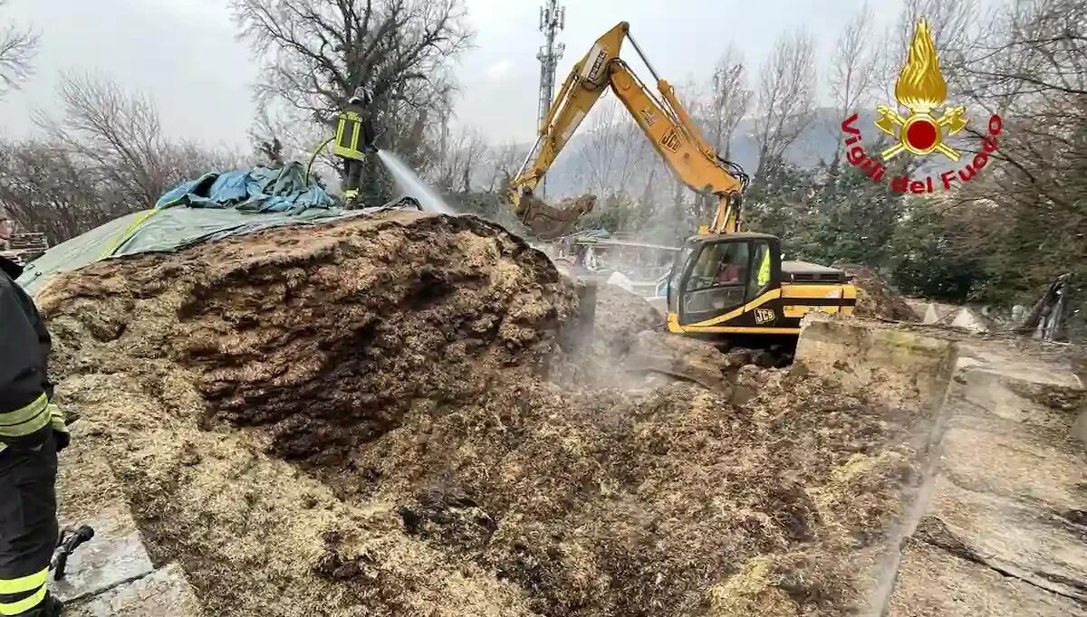 Fienile in fiamme: bruciati 250 metri cubi di foraggio - 