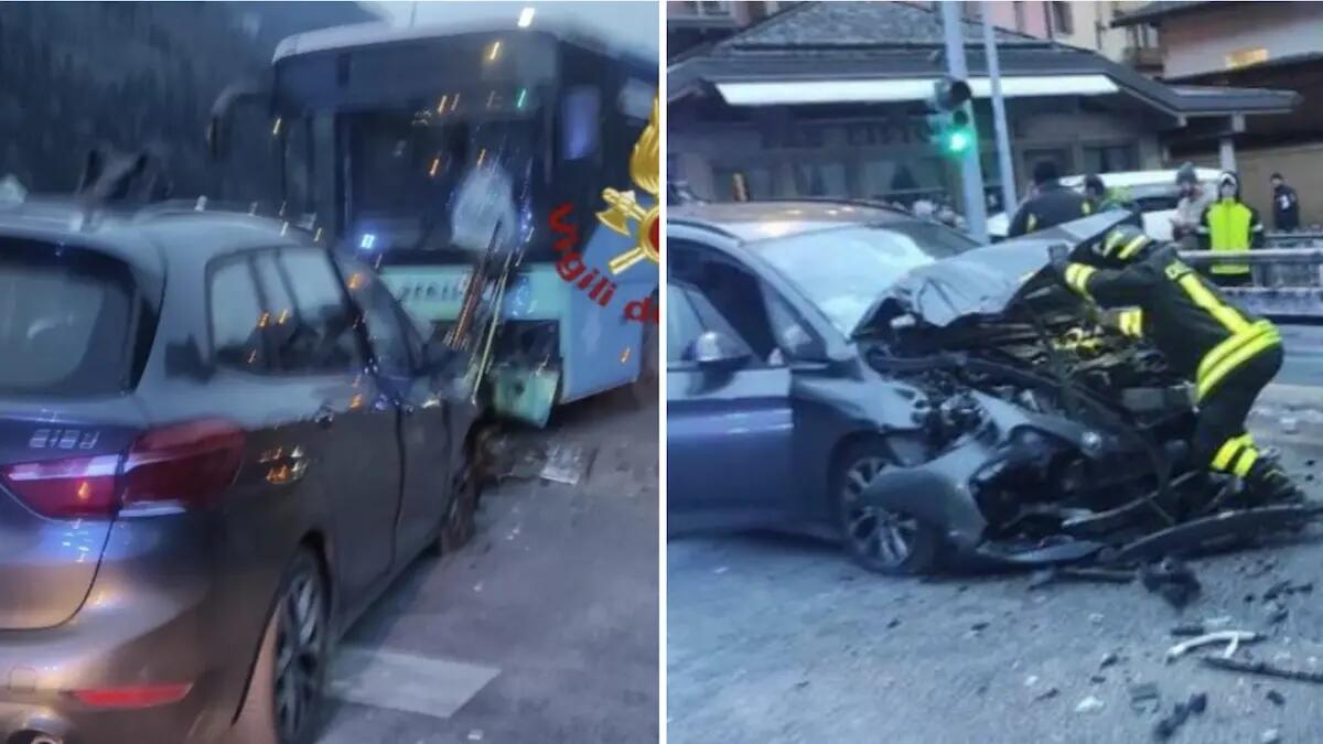 Violento schianto tra Bmw e skibus: tre feriti, 23enne gravissima trasportata in codice rosso - 