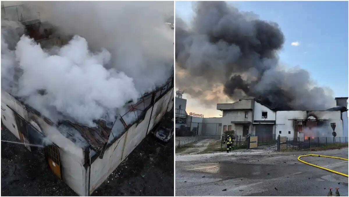 Prima le esplosioni, poi un forte boato ed il maxi incendio: paura in un'azienda di recupero batterie - 