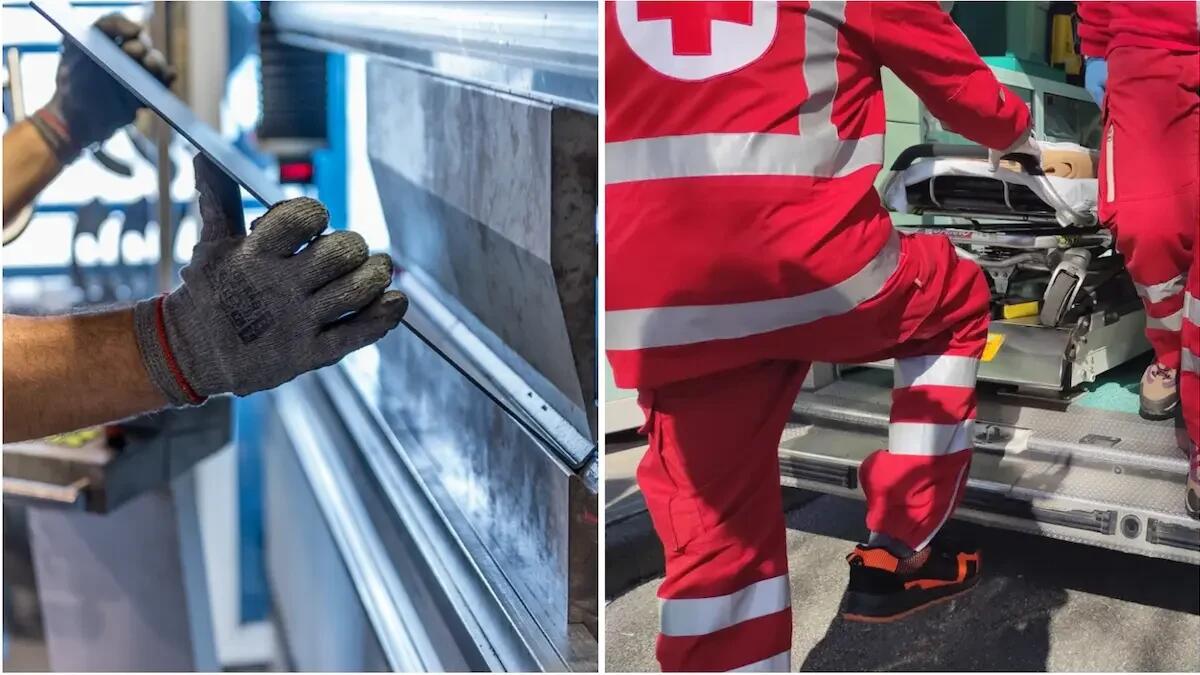 Paura per un operaio: braccio schiacciato sotto un cilindro d'acciaio, trasportato in codice rosso - 