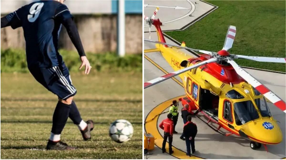 Si sente male durante una partita di calcio: 21enne elitrasportato in ospedale - 