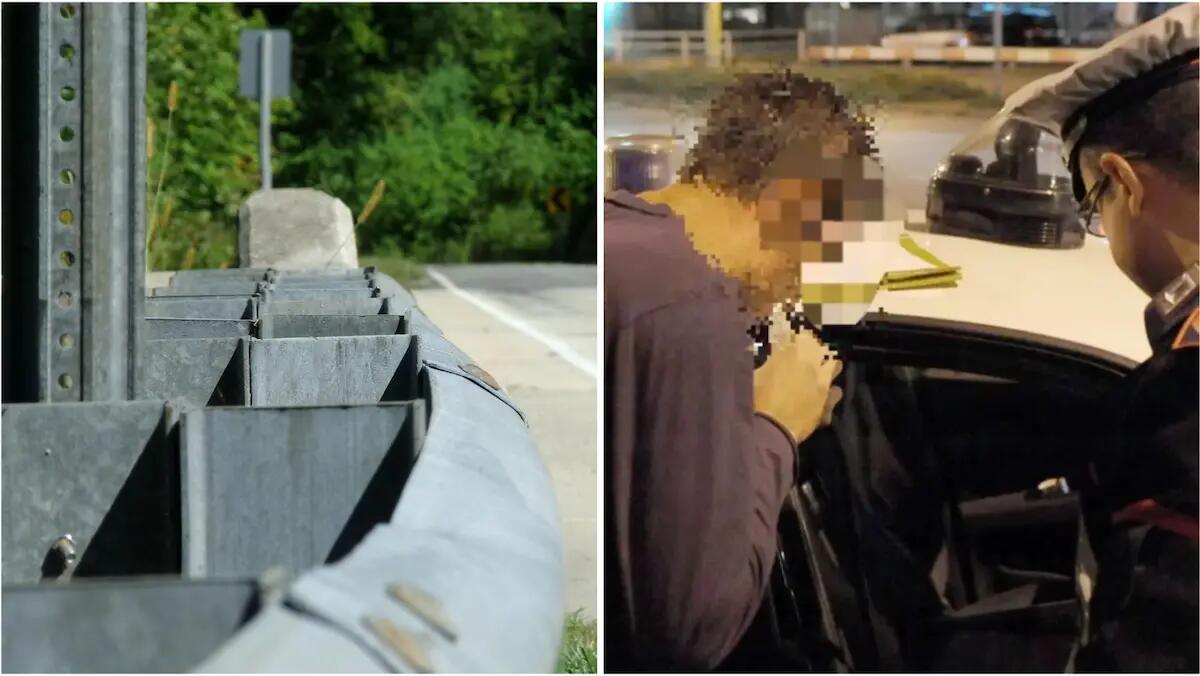 Si schianta contro il guardrail e si ferisce: denunciato un 22enne neopatentato positivo all'alcoltest - 