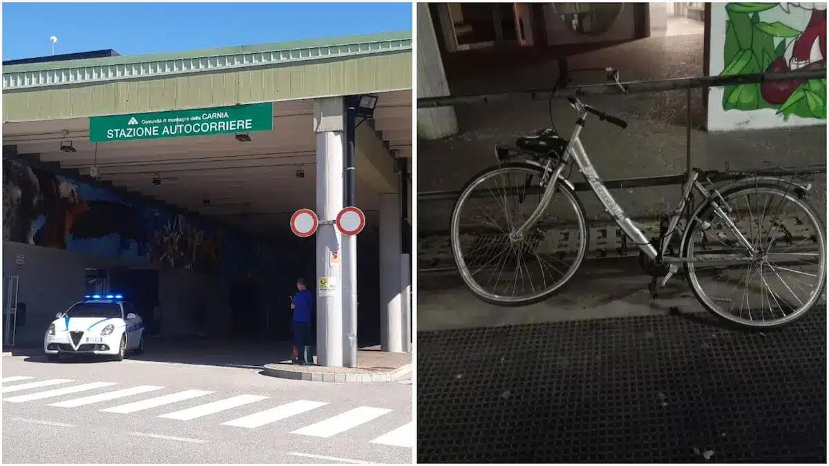 Distruggono una bici all'autostazione di Tolmezzo: beccati dalle videocamere, denunciati due uomini - 