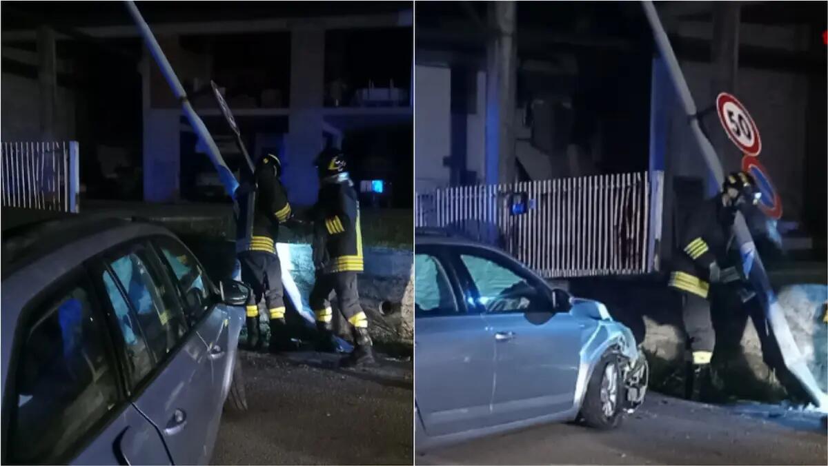Sbanda e finisce con l'auto contro un palo dell'illuminazione pubblica: ferito il conducente - 