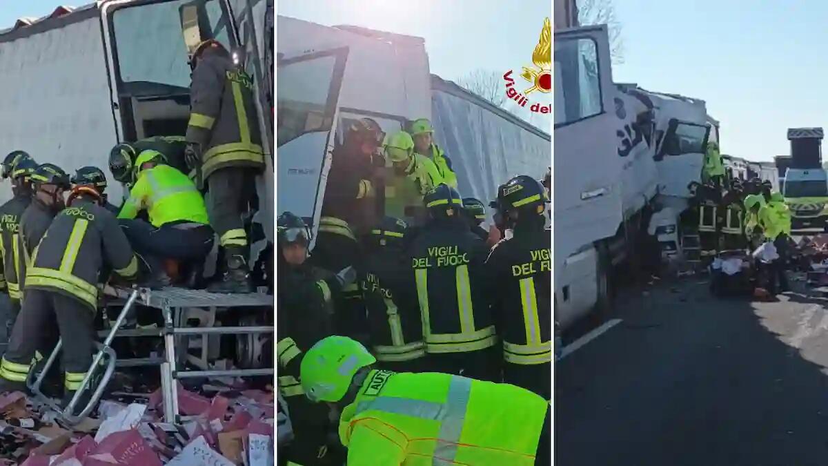 Incidente sull'A4: tremendo tamponamento tra tre mezzi pesanti, un ferito | FOTO - 