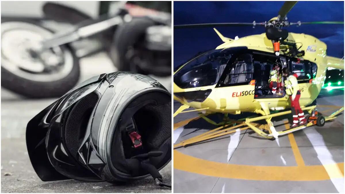 Perde il controllo della moto in curva e si schianta: 27enne elitrasportato in codice rosso a Udine - 