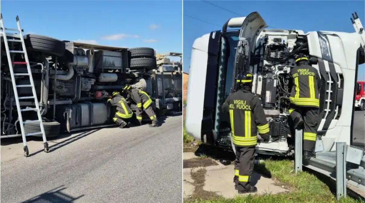 Tir con 24mila litri di biodiesel si ribalta fuori strada: intervento in corso per evitare perdite di carico - 