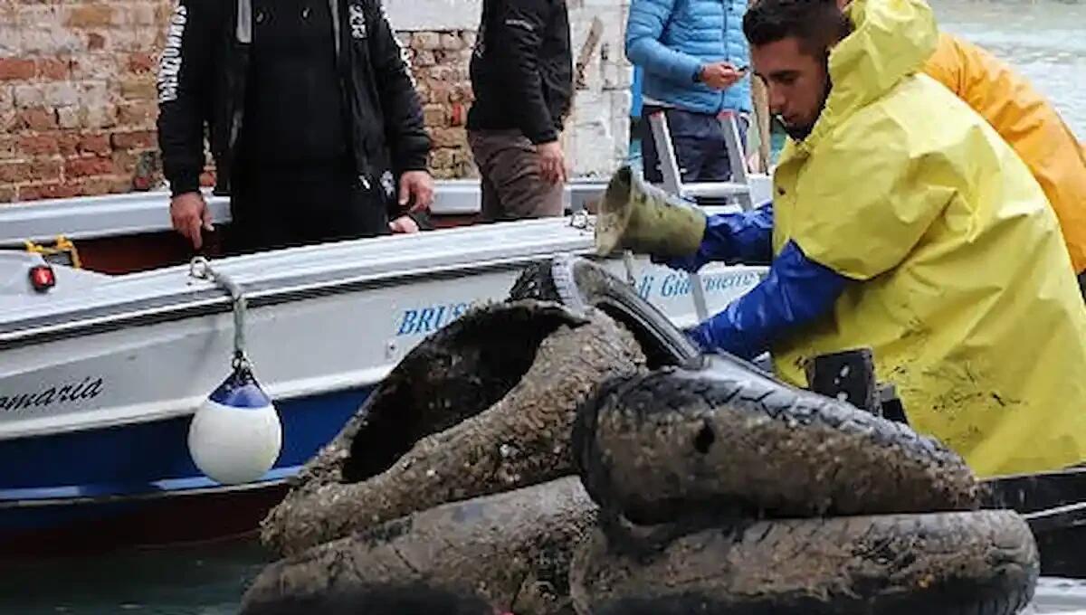 I gondolieri sub ripuliscono i canali di Venezia: rimossi 10 quintali di rifiuti - 