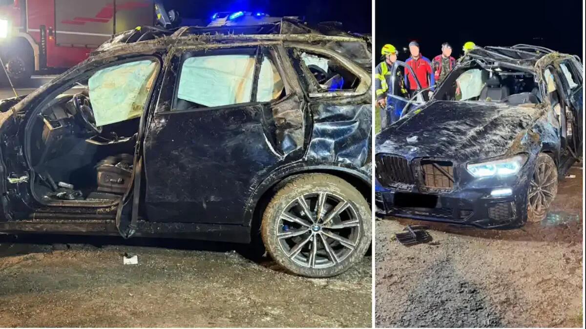 Esce di strada e si ribalta: BMW distrutta, conducente estratto dall'auto in gravi condizioni - 