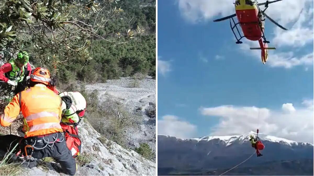 Scalatore precipita per 10 metri, finendo contro un arbusto e la parete rocciosa: elitrasportato - 