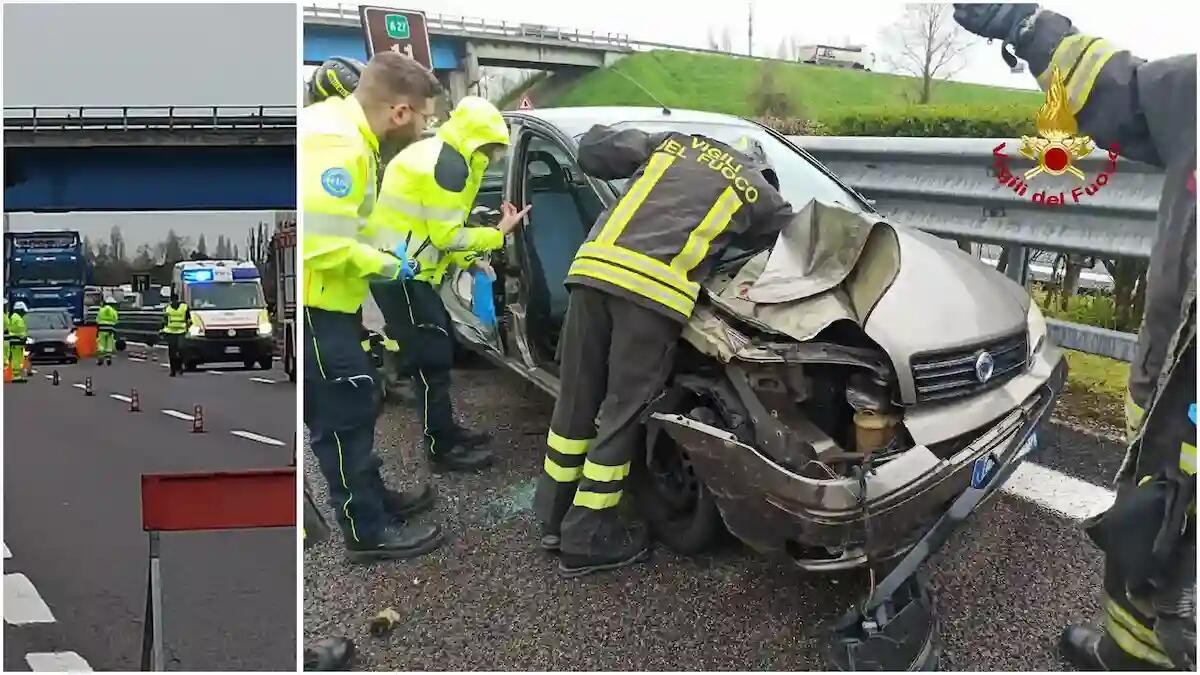 Incidente sulla A27, scontro tra auto e camion: ferito il conducente dell'auto - 