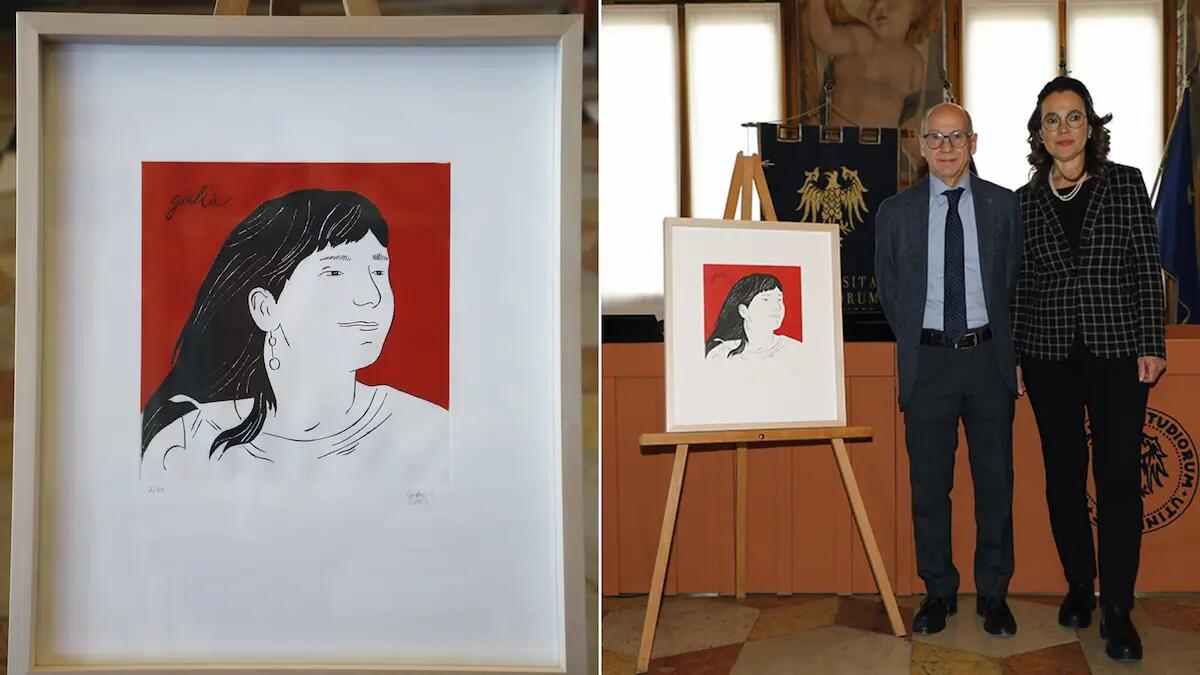 L'opera 'Giulia' dedicata a Giulia Cecchettin donata da vicino/lontano all'Ateneo di Udine - 