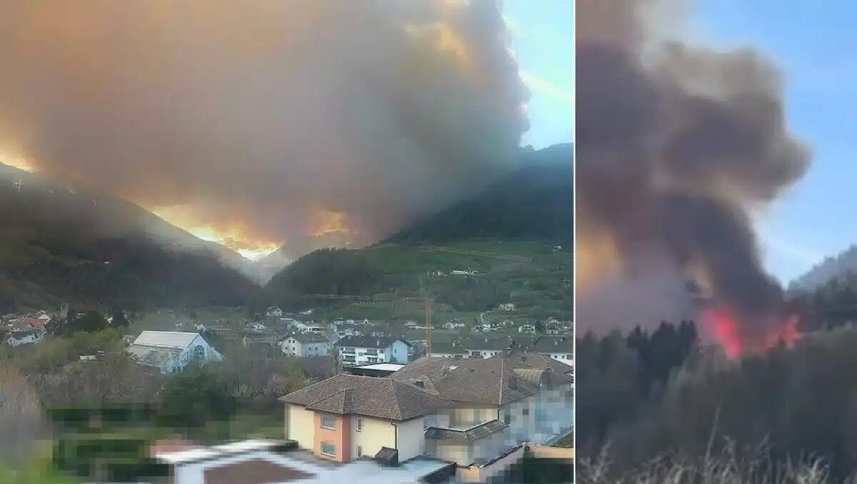 Brucia ancora la Val Venosta: incendio boschivo devastante, colonna di fumo visibile a distanza - 