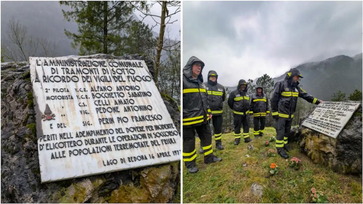 Elicottero precipitato durante le operazioni post-sisma del '76: il Friuli rende omaggio alle 5 vittime - 
