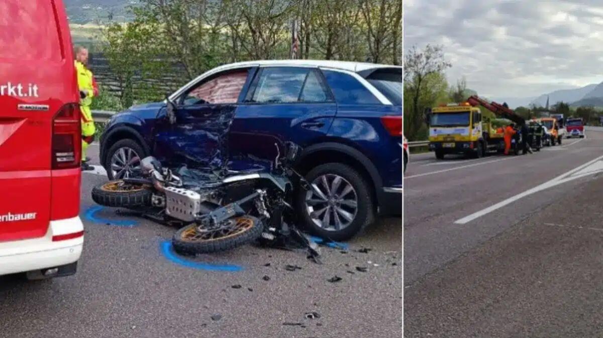 Tremendo scontro auto-moto: centauro portato in elicottero all'ospedale - 