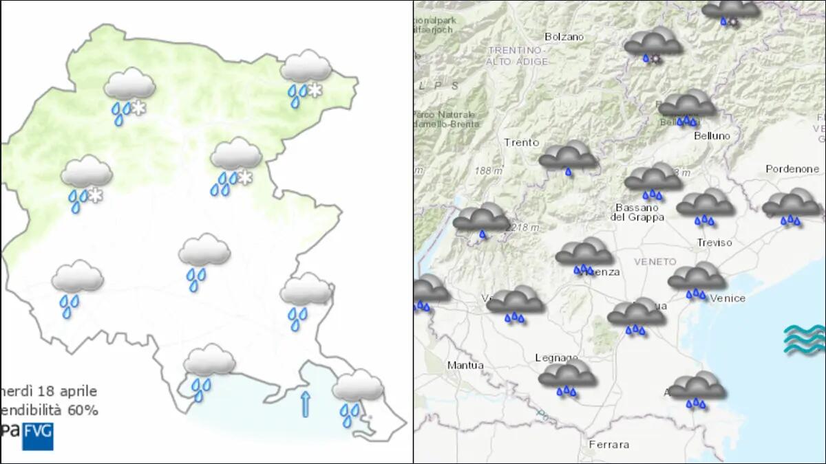 Maltempo in Veneto e Friuli: è allerta per 3 giorni di piogge e nubifragi. Venerdì il ritorno della neve - 