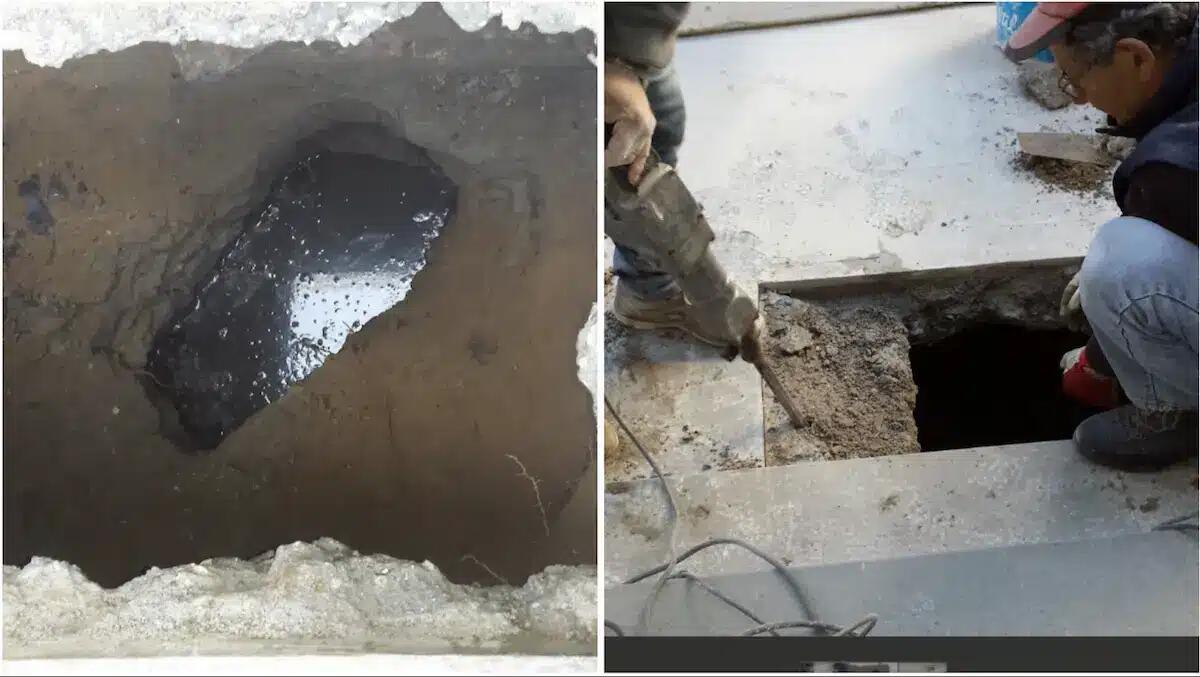 Voragine di 10 metri cubi sotto la strada a Lignano: la scoperta durante i lavori di rimozione di una palma - 