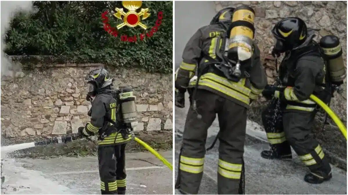 Auto prende fuoco mentre la proprietaria è a messa: il veicolo inizia a muoversi da solo e si schianta - 