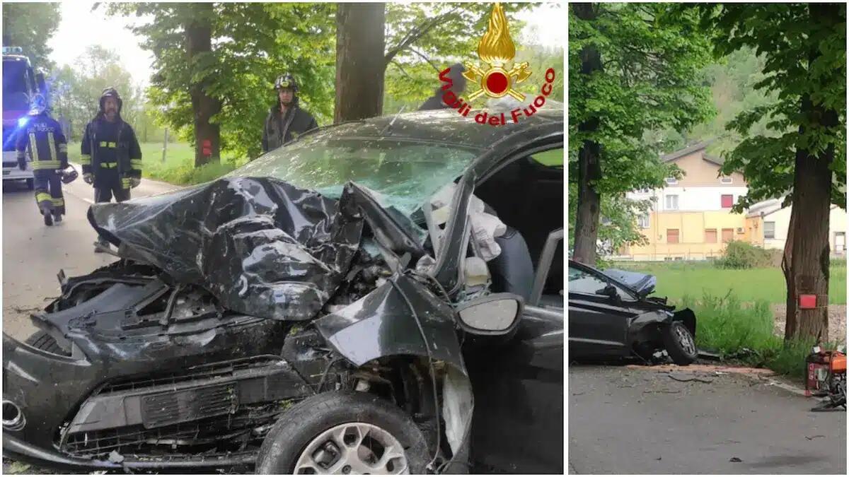 Perde il controllo dell’auto e si schianta contro un platano: conducente ferito e bloccato nel veicolo - 