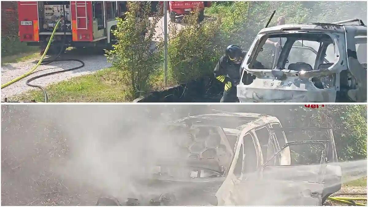 Auto prende fuoco mentre è in marcia, madre e figlio all'interno riescono a salvarsi: il veicolo è distrutto - 