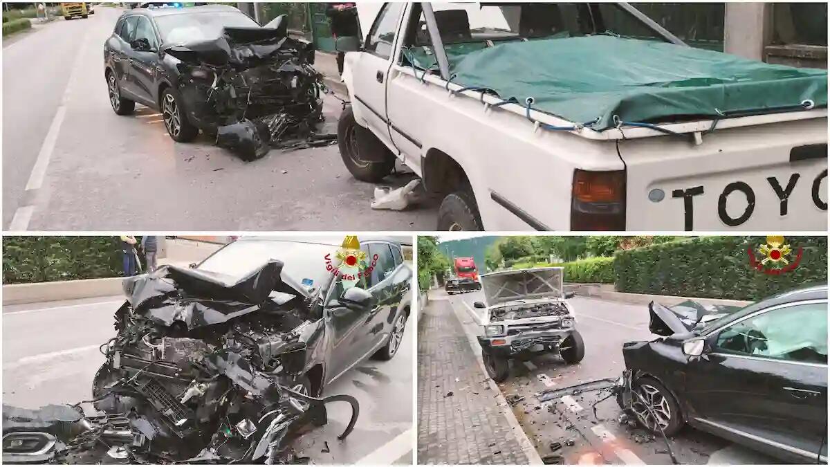 Violento frontale tra due auto sulla SR348, feriti i due conducenti: traffico deviato - 