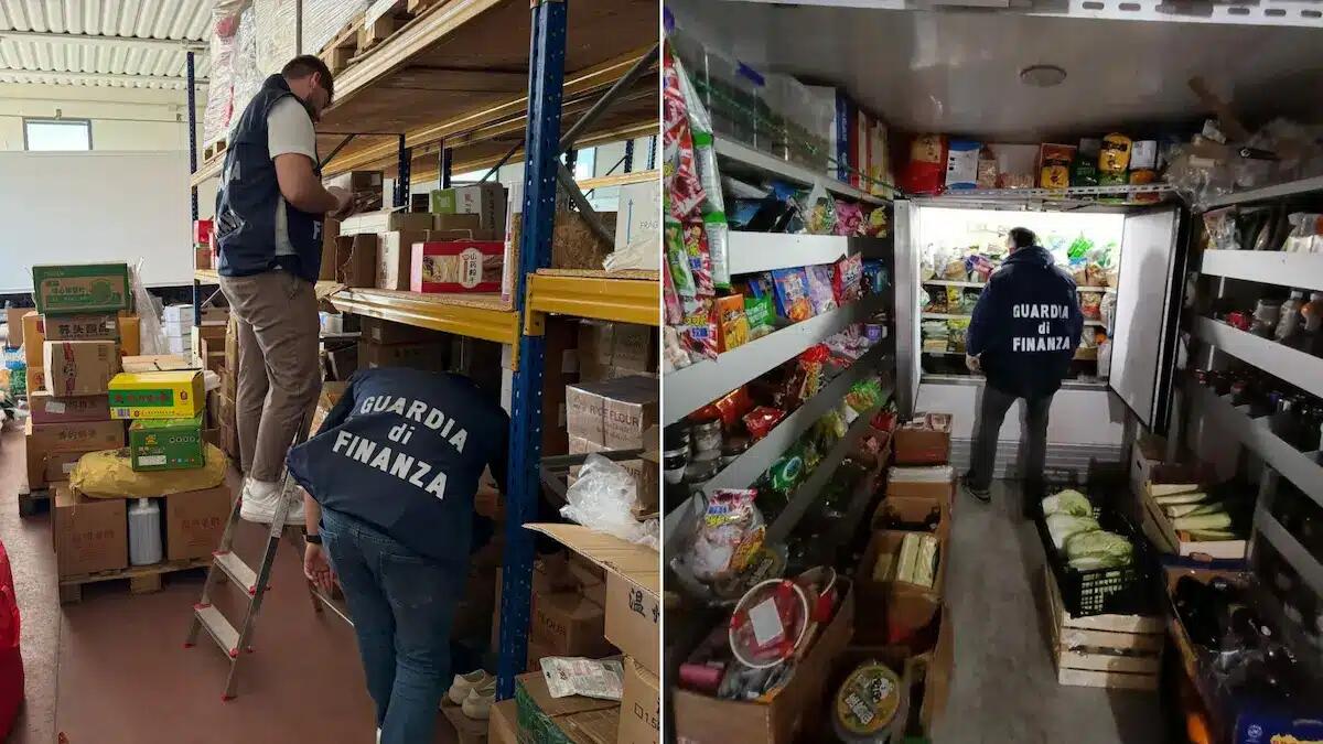 Blitz della Finanza in un magazzino cinese: scoperte 25 tonnellate di cibo in pessime condizioni - 